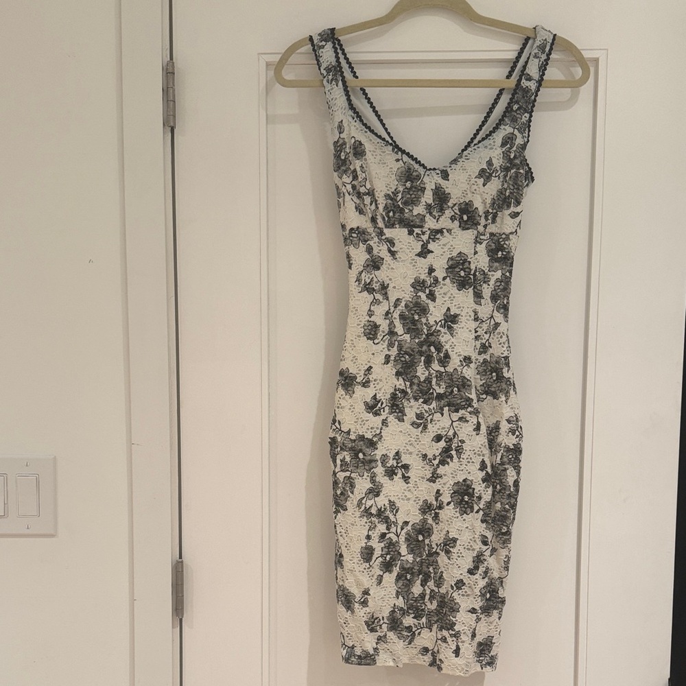 Elegant Black and White Floral Dress